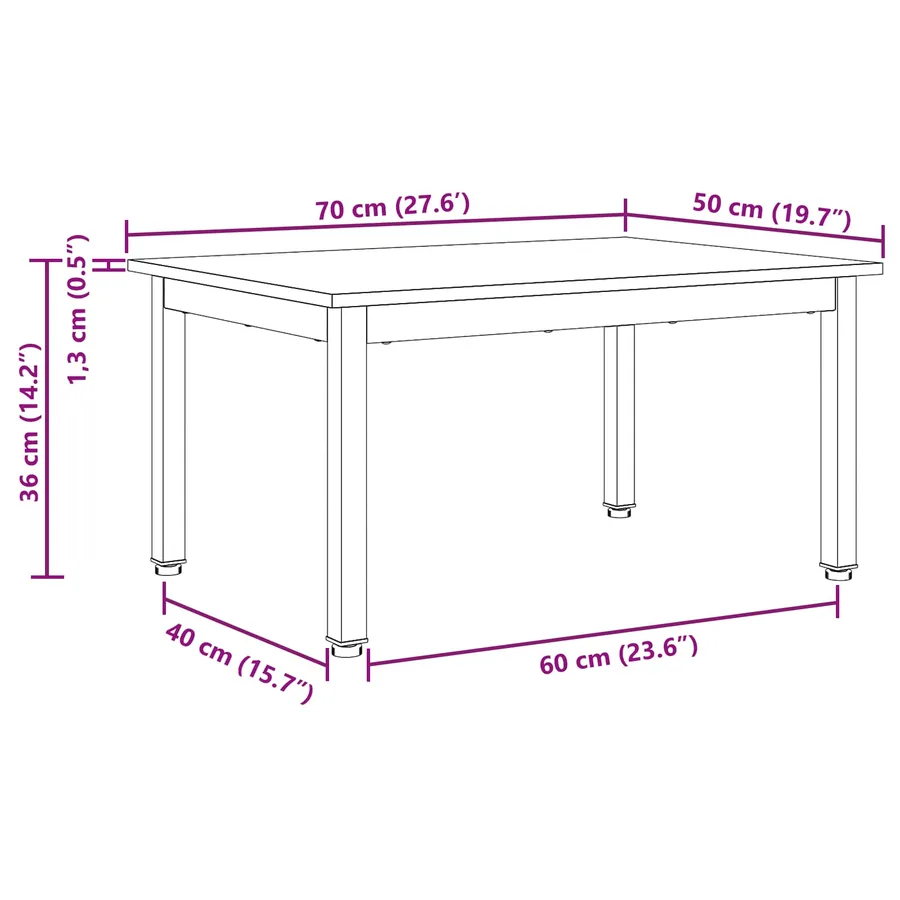 Table basse Naturel 70 x 50 x 36 cm Bois de pin massif - 12