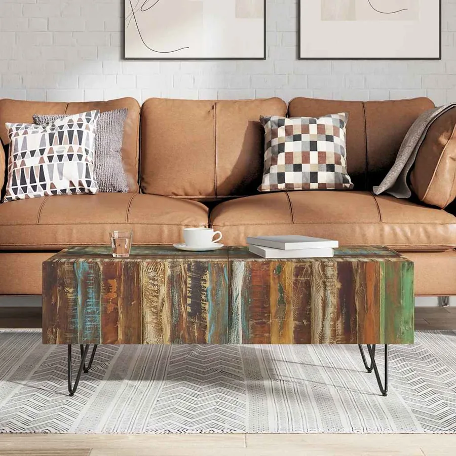 Table basse Bois massif de récupération 100x50x38 cm - 3