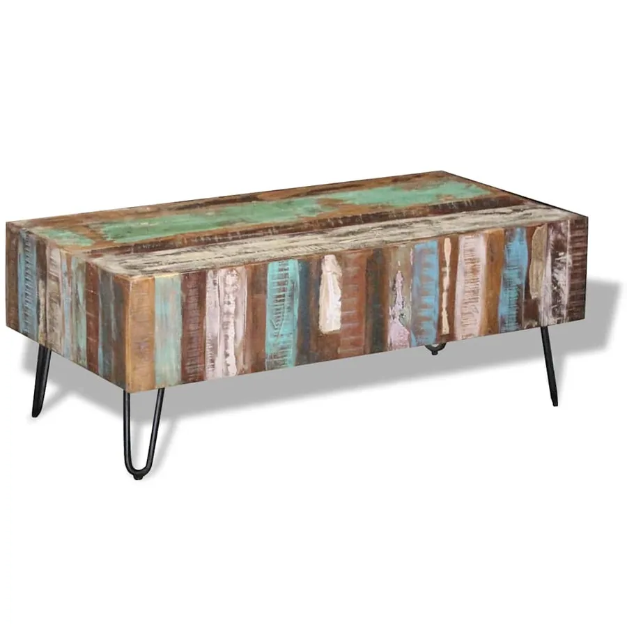 Table basse Bois massif de récupération 100x50x38 cm - 6