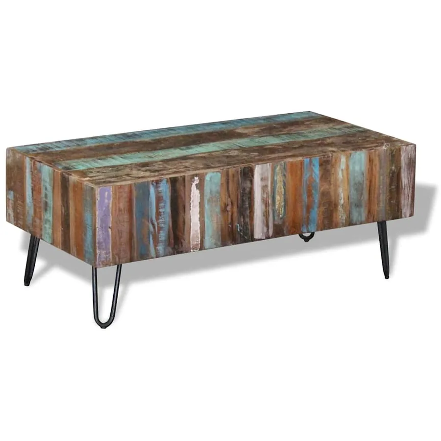 Table basse Bois massif de récupération 100x50x38 cm - 7