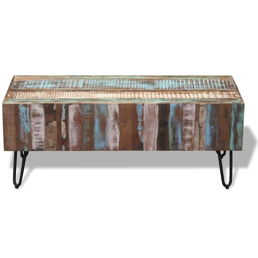 Table basse Bois massif de récupération 100x50x38 cm - 8