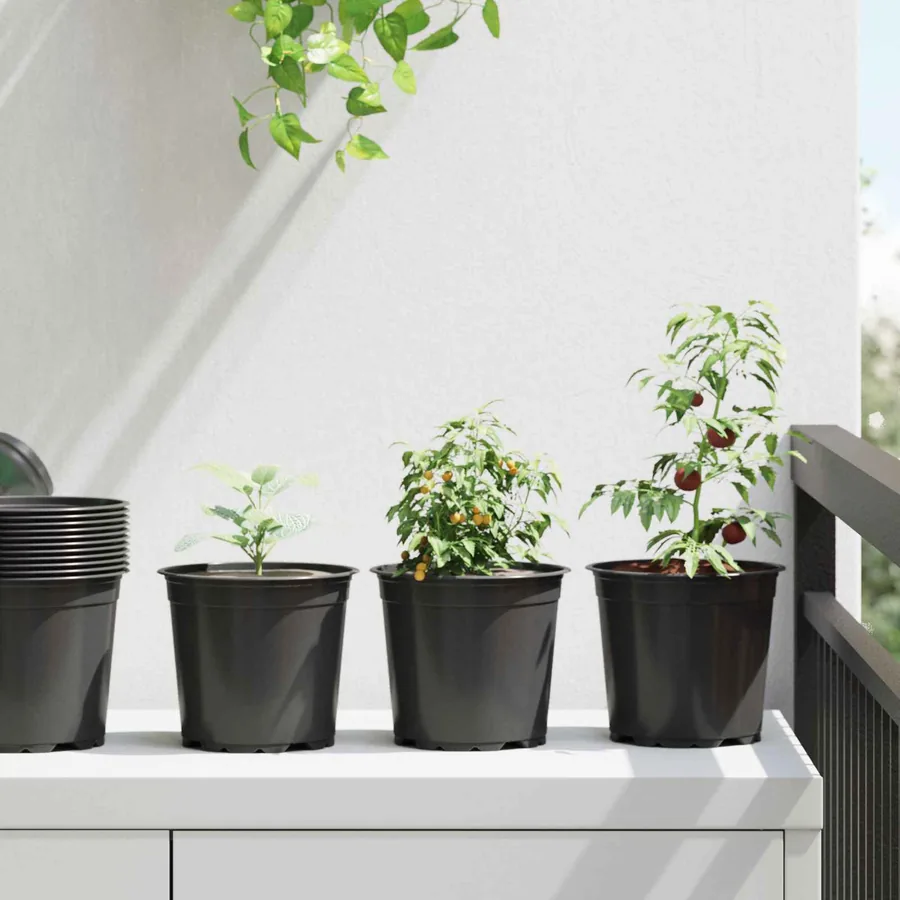 Pot à fleurs 200 pcs Noir Ø 15 x 13 cm Plastique
