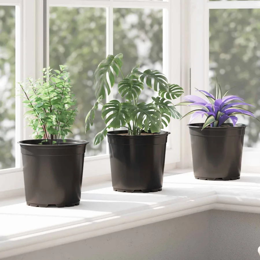 Pot à fleurs 200 pcs Noir Ø 15 x 13 cm Plastique - 5