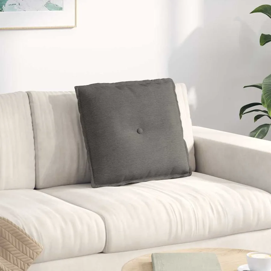 Coussin de Dos Gris clair 50 x 45 cm Tissu en velours côtelé