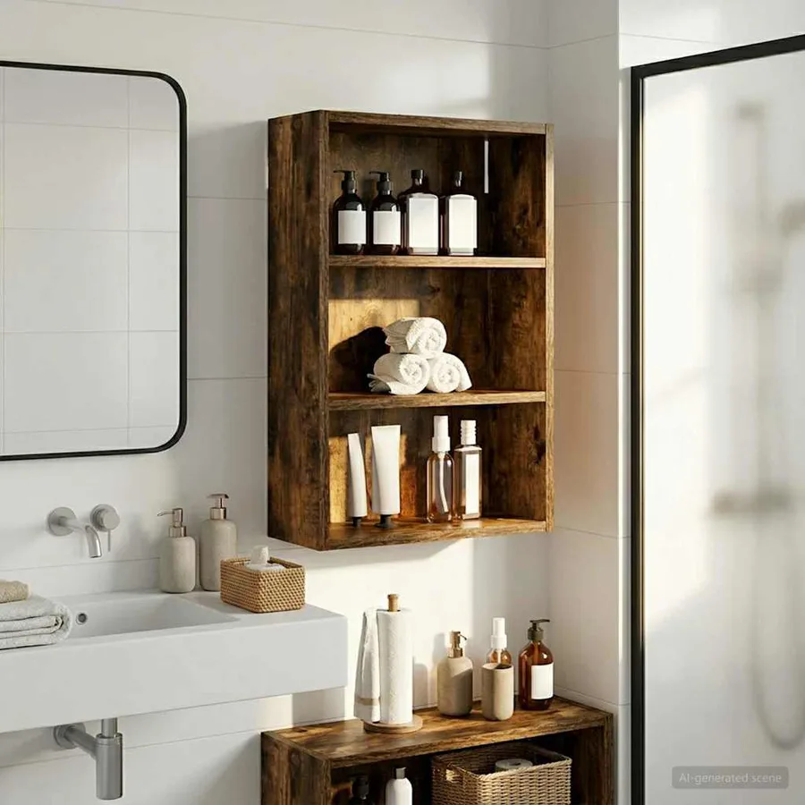 Armoire murale de salle de bain Chêne Fumé 40 x 16 x 62,5 cm - 5