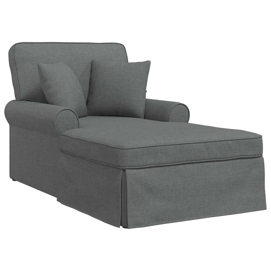 Chaise lounge avec jupe avec coussin 3 pcs Gris foncé tissu - 2