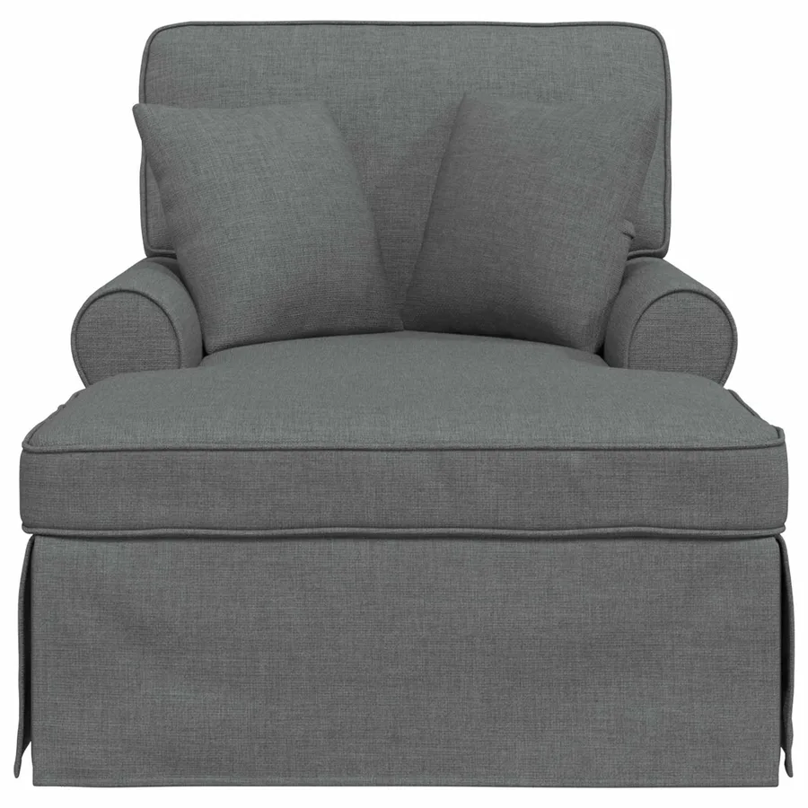 Chaise lounge avec jupe avec coussin 3 pcs Gris foncé tissu - 4