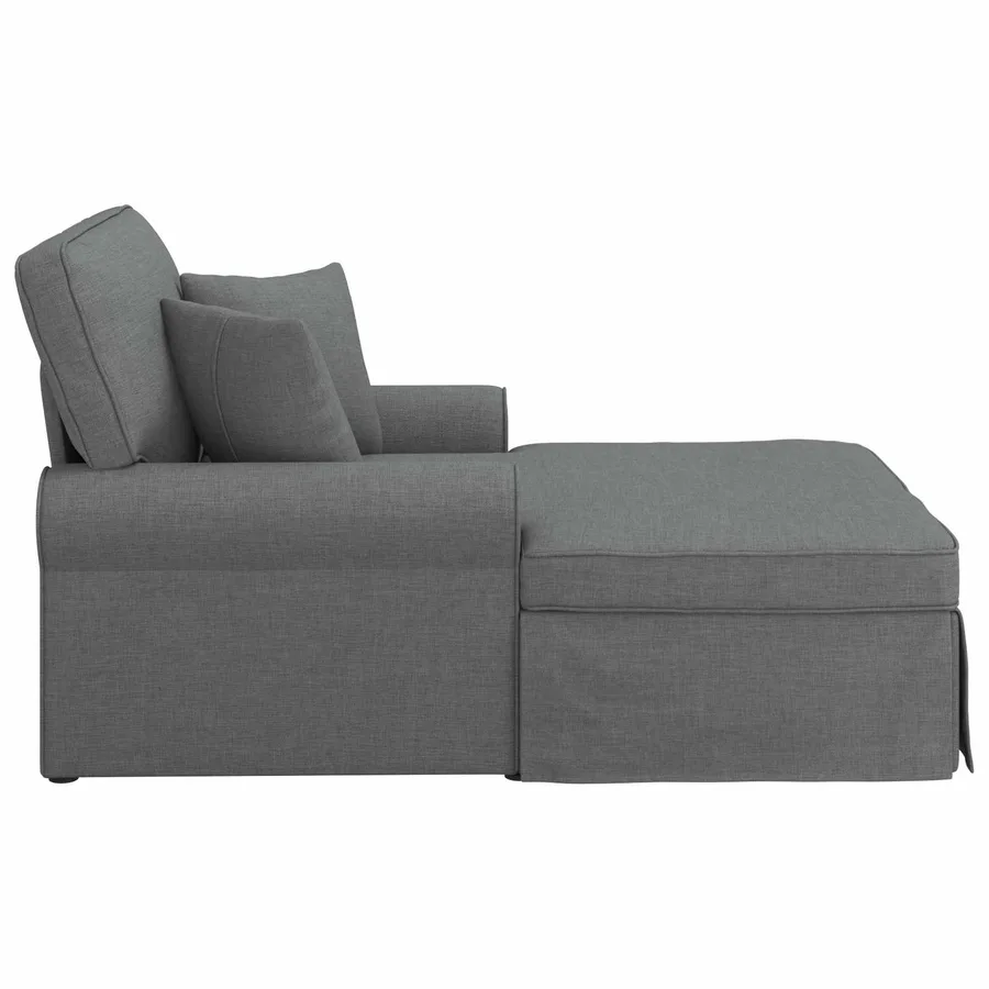 Chaise lounge avec jupe avec coussin 3 pcs Gris foncé tissu - 5