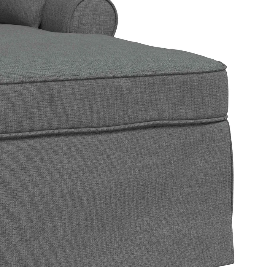 Chaise lounge avec jupe avec coussin 3 pcs Gris foncé tissu - 7