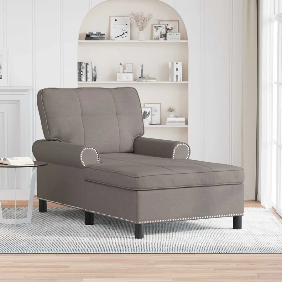 Chaise longue avec coussin Taupe 91 x 157 x 91 cm tissu