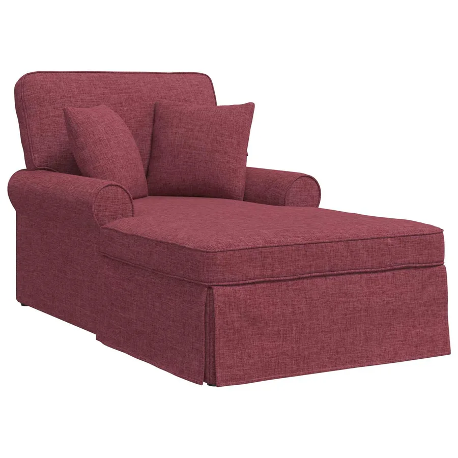 Chaise lounge avec jupe avec coussin 3 pcs Bordeaux tissu - 2
