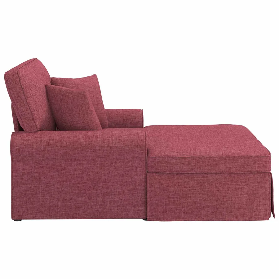 Chaise lounge avec jupe avec coussin 3 pcs Bordeaux tissu - 5