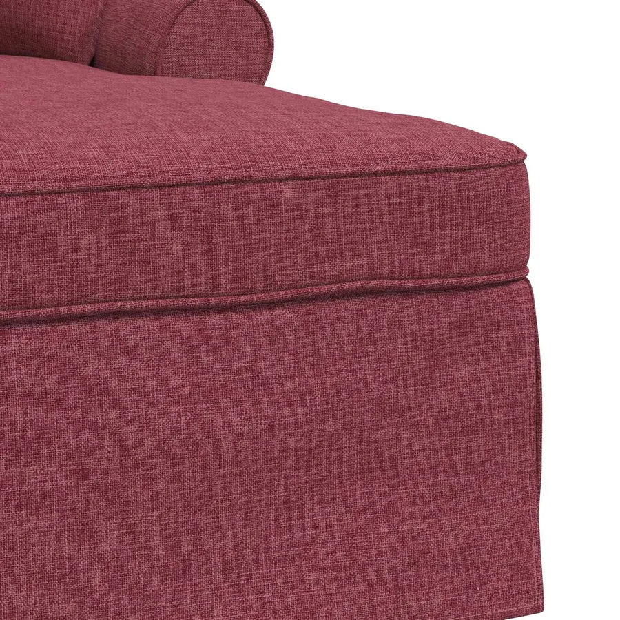 Chaise lounge avec jupe avec coussin 3 pcs Bordeaux tissu - 7
