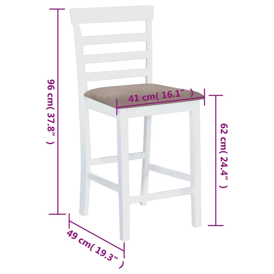 Chaises de bar lot de 2 blanc tissu - 8