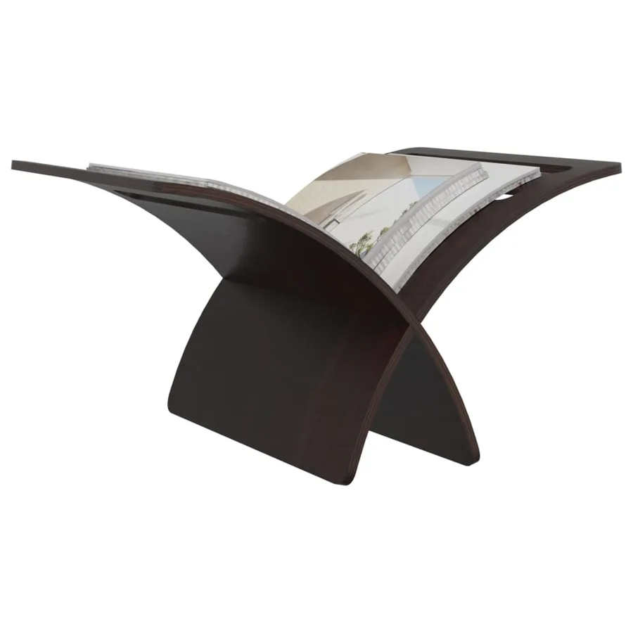 Porte-revue en bois sur pied marron - 5