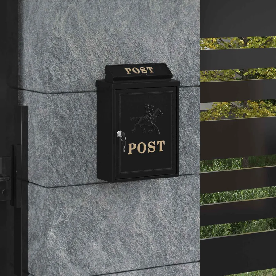 Boîte aux lettres murale Noir 29 x 13 x 41 cm Aluminium coulé