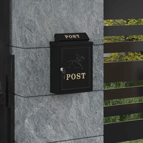 Boîte aux lettres murale Noir 29 x 13 x 41 cm Aluminium coulé