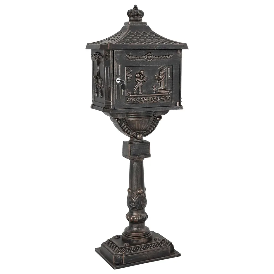 Boîte aux Lettres Debout avec porte Bronze 42,5 x 29,5 x 117 cm - 4