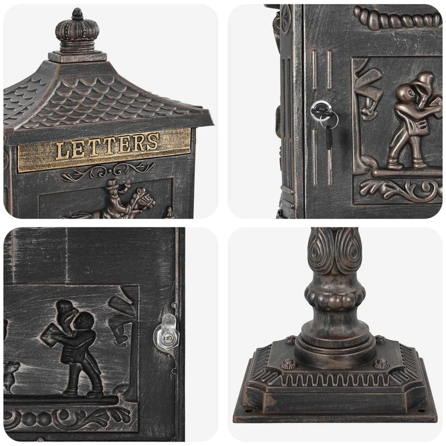 Boîte aux Lettres Debout avec porte Bronze 42,5 x 29,5 x 117 cm - 6