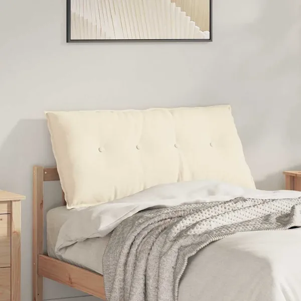 Coussin de Dos Crème 100 x 50 cm Tissu en velours côtelé