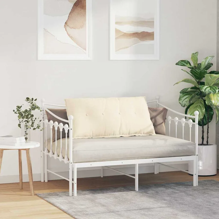 Coussin de Dos Crème 100 x 50 cm Tissu en velours côtelé - 4