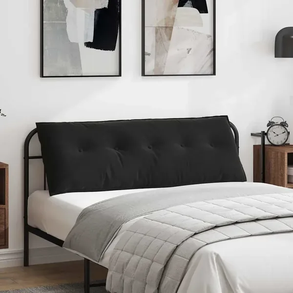 Coussin de Dos Noir 140 x 50 cm Tissu en velours côtelé