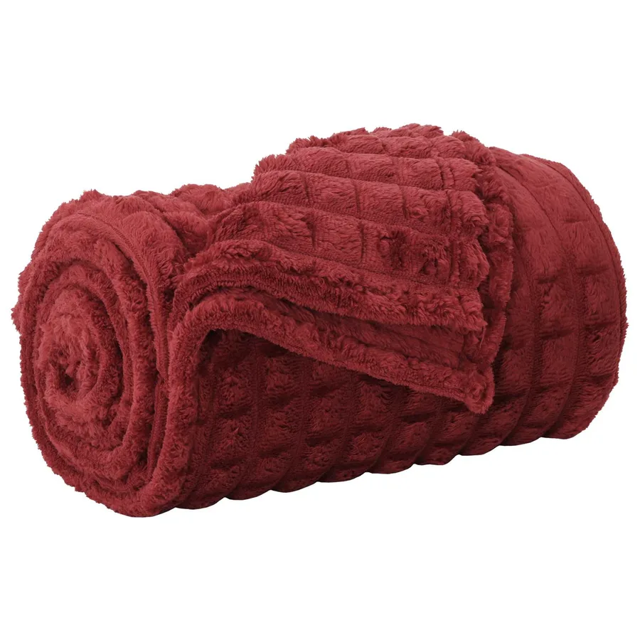 Jeté Rouge Bordeaux 240 x 220 cm Toison - 2