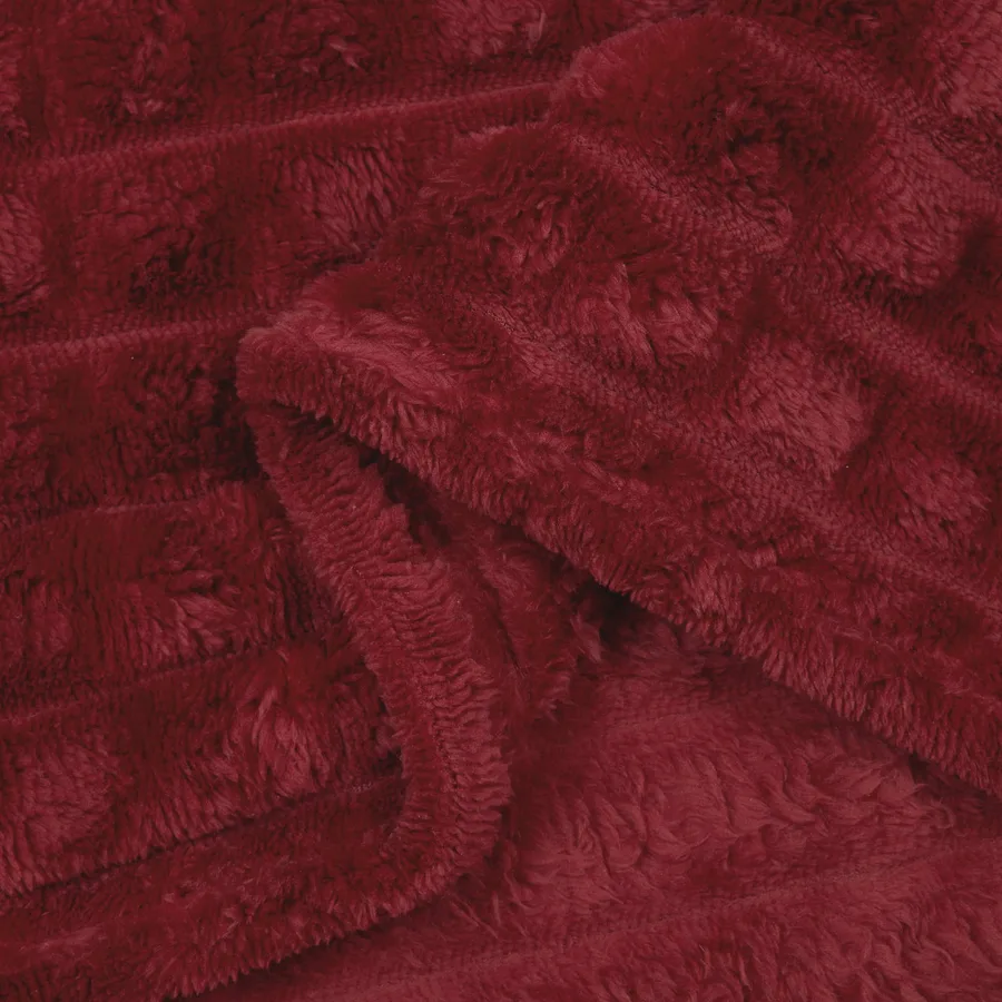 Jeté Rouge Bordeaux 240 x 220 cm Toison - 6