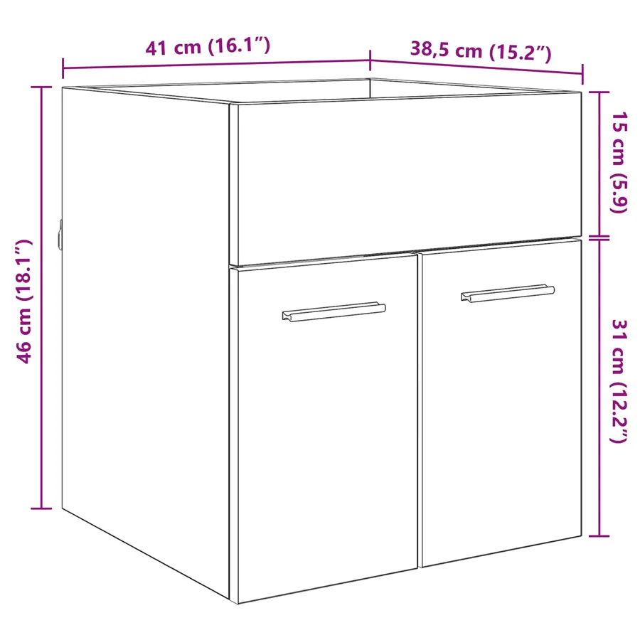 Armoire d'évier Chêne noir 41 x 38,5 x 46 cm Bois d'ingénierie - 12