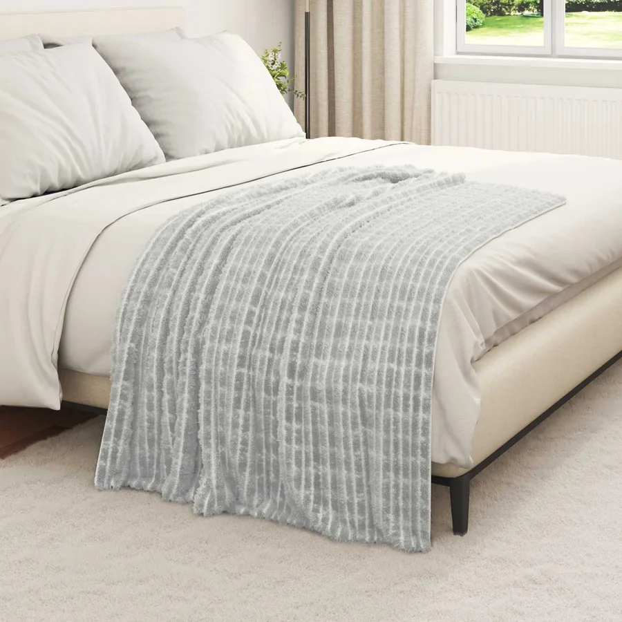 Couvertures à jeter 6 pcs Gris 150 x 130 cm Toison - 3