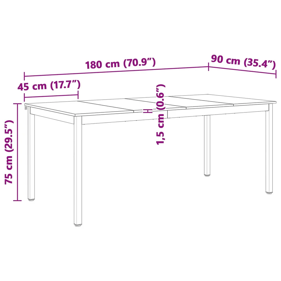 Table de salle à manger / Table de repas Blanc 180 x 90 x 75 cm - 11