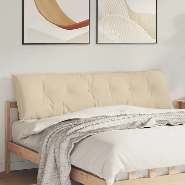 Coussin de Dos Crème 180 x 19 x 50 cm tissu
