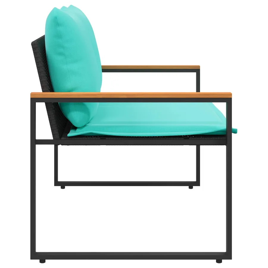 banc avec coussin Noir et turquoise 115 x 65 x 72 cm Rotin - 6