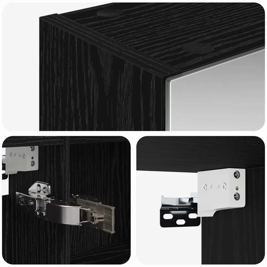 Armoire Miroir de Salle de Bain Chêne noir 50 x 14,5 x 70 cm - 9