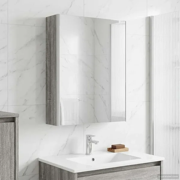 Armoire Miroir de Salle de Bain Gris Sonoma 53,5 x 15,5 x 70 cm