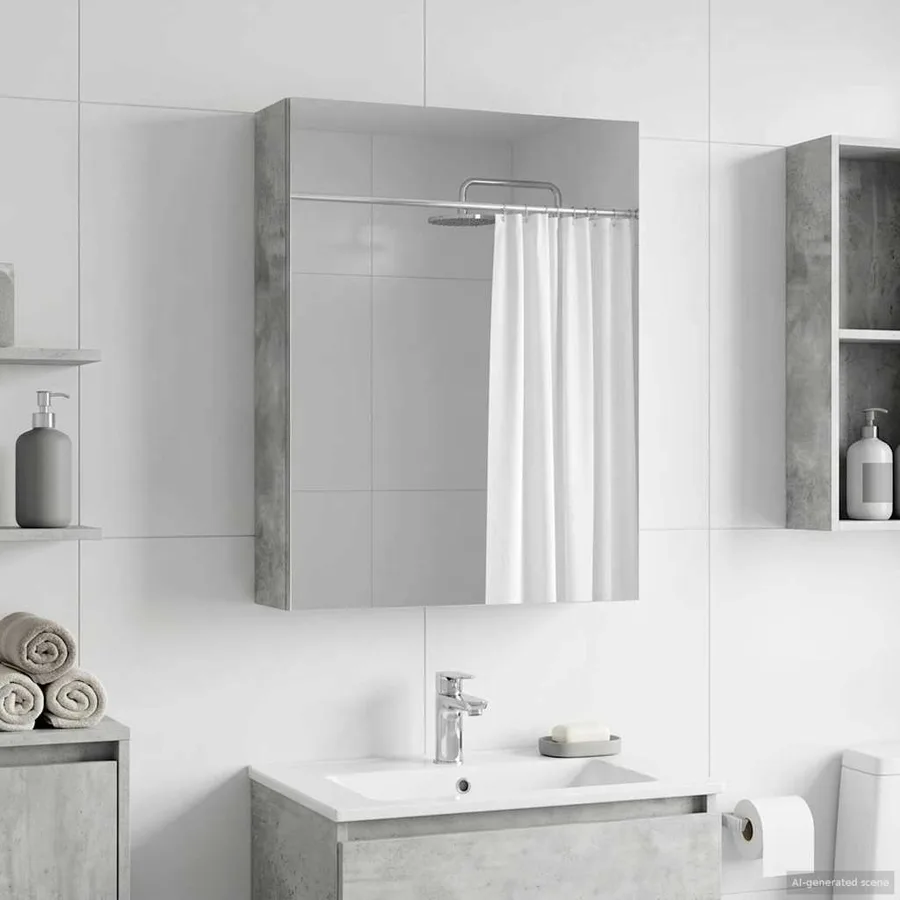 Armoire Miroir de Salle de Bain Gris béton 50 x 14,5 x 70 cm - 4