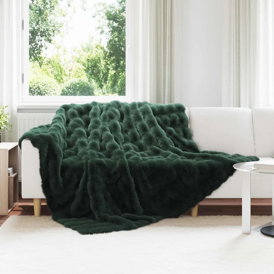 Couverture antidérapante en fausse de lapin Olite Vert foncé