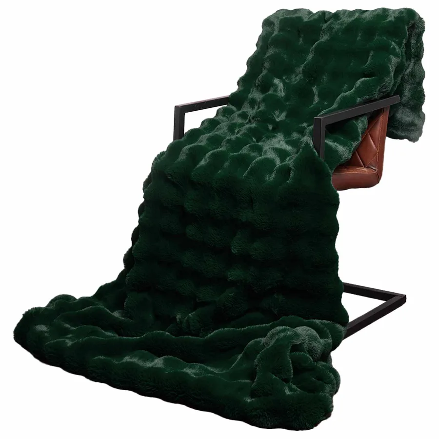 Couverture antidérapante en fausse de lapin Olite Vert foncé - 3