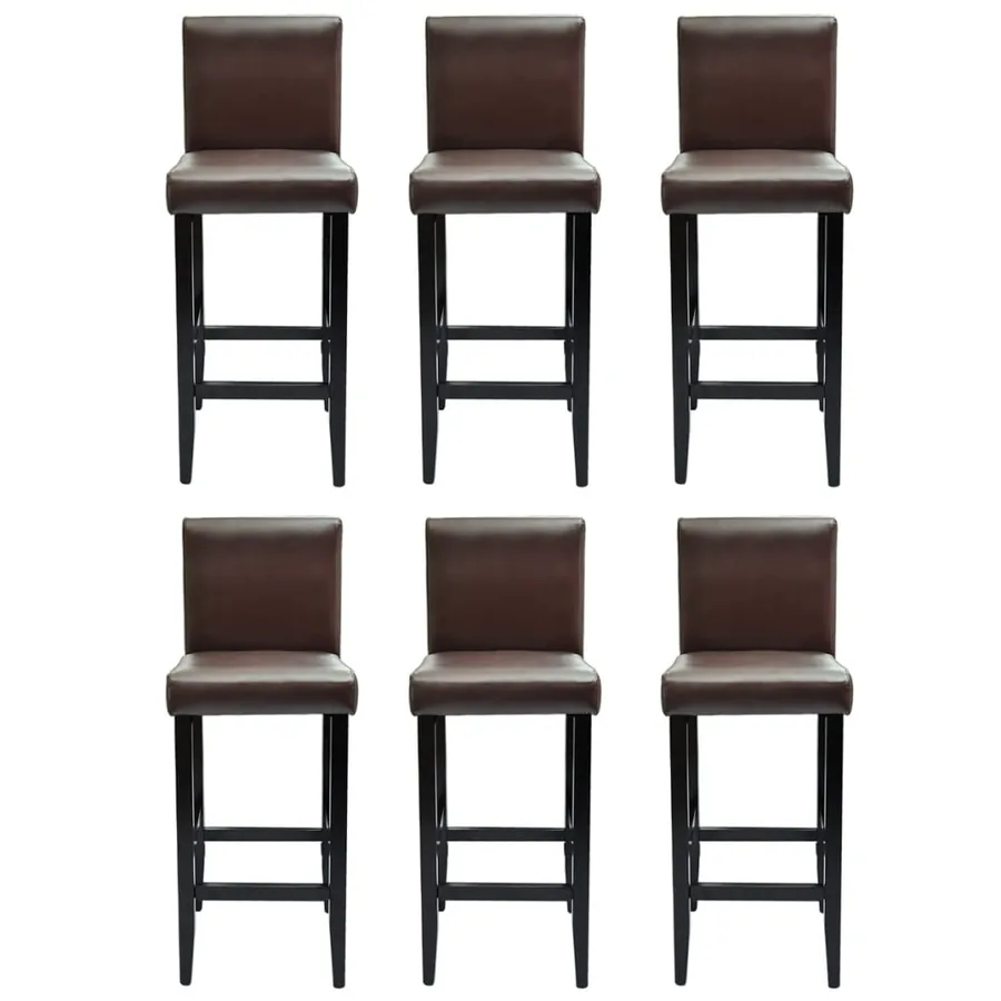 Tabourets de bar lot de 6 marron foncé similicuir - 2