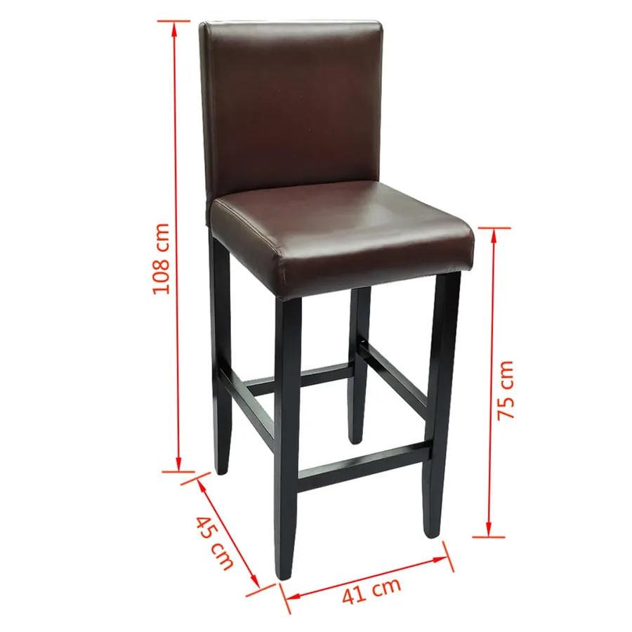Tabourets de bar lot de 6 marron foncé similicuir - 5