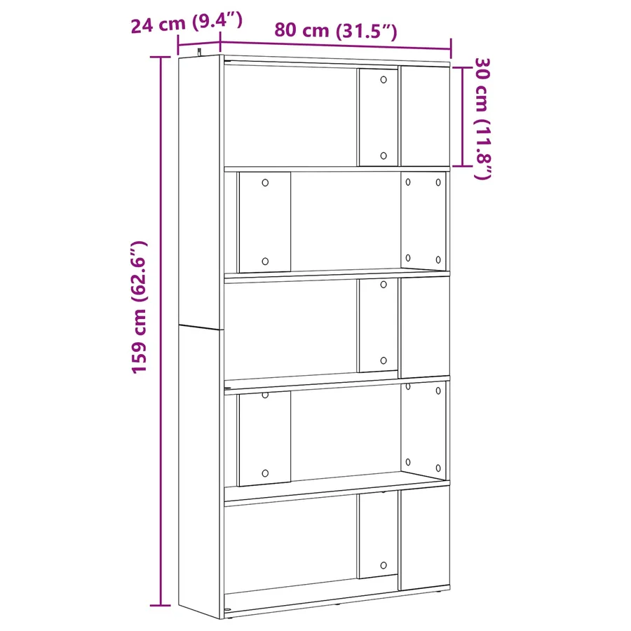 Bibliothèque Bois ancien 80 x 24 x 159 cm Bois d'ingénierie - 7