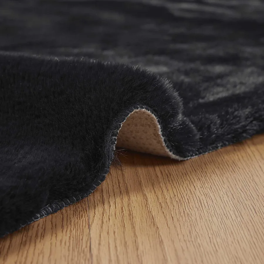 Tapis antidérapant en fausse de lapin OLITE Noir 100 x 200 cm - 5