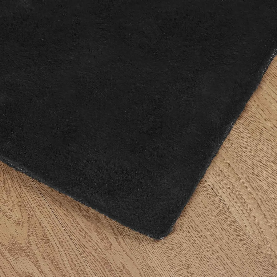 Tapis antidérapant en fausse de lapin OLITE Noir 100 x 200 cm - 7
