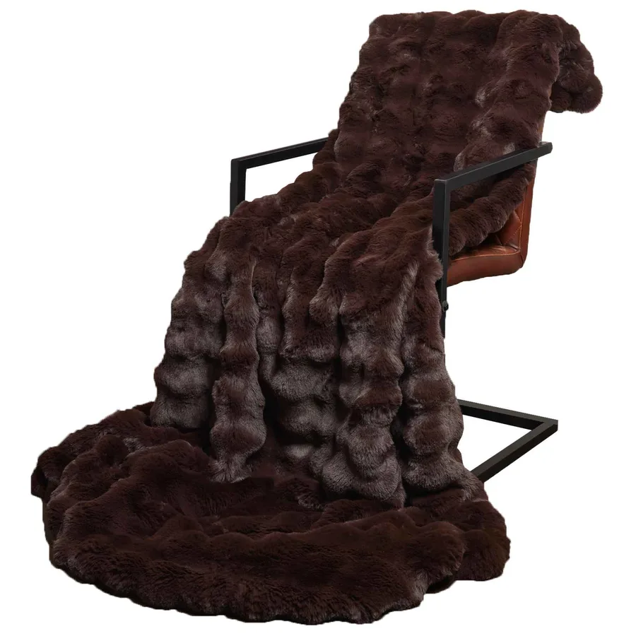 Couverture antidérapante en fausse de lapin Olite Camel - 3