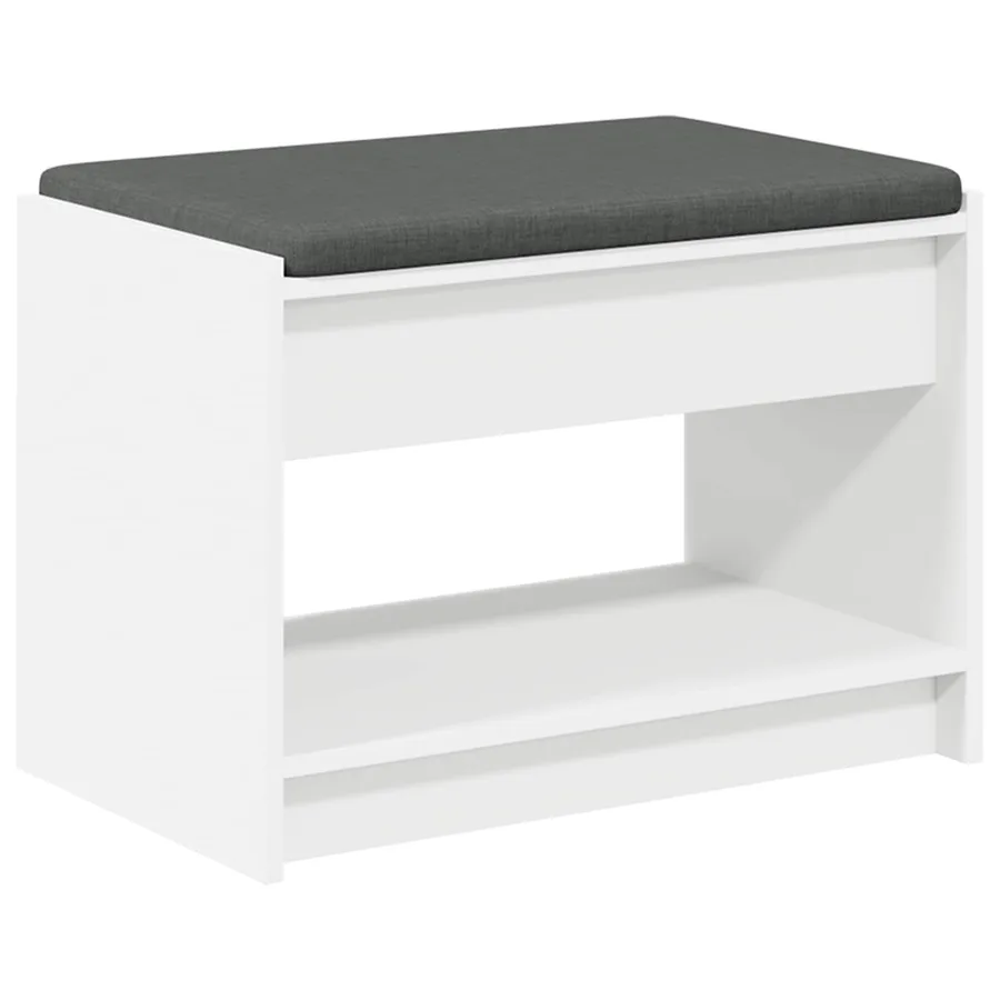 Banc d'entrée Blanc 63 x 38 x 45 cm Bois Ingénierie et Tissu - 2