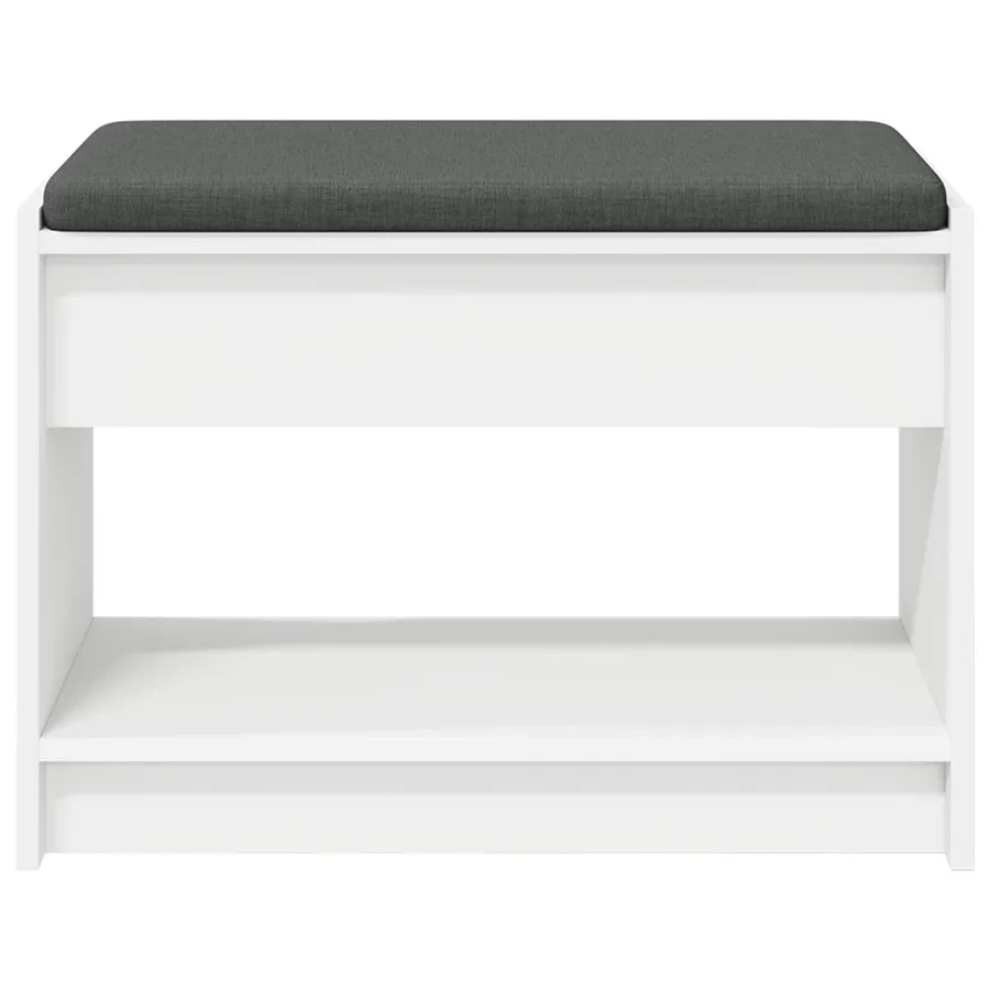 Banc d'entrée Blanc 63 x 38 x 45 cm Bois Ingénierie et Tissu - 5