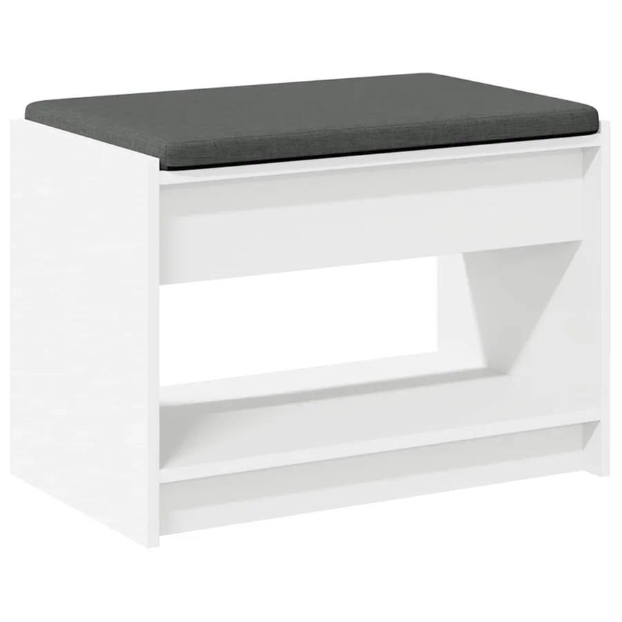 Banc d'entrée Blanc 63 x 38 x 45 cm Bois Ingénierie et Tissu - 7