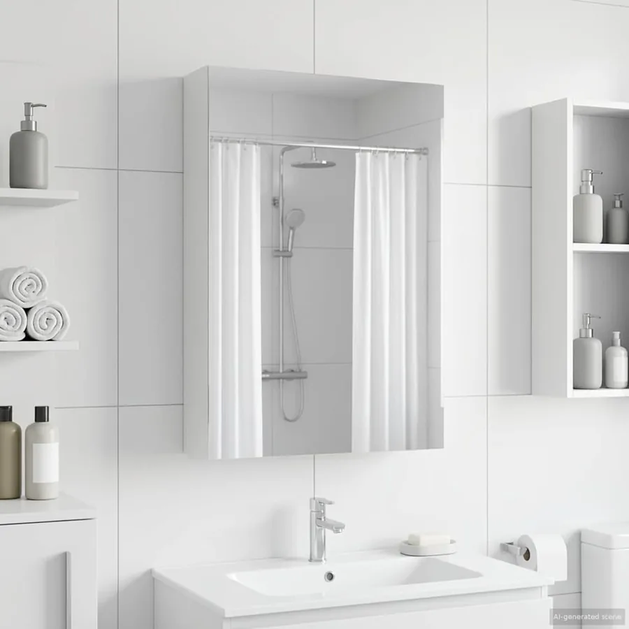 Armoire Miroir de Salle de Bain Blanc 40 x 10,5 x 60,5 cm