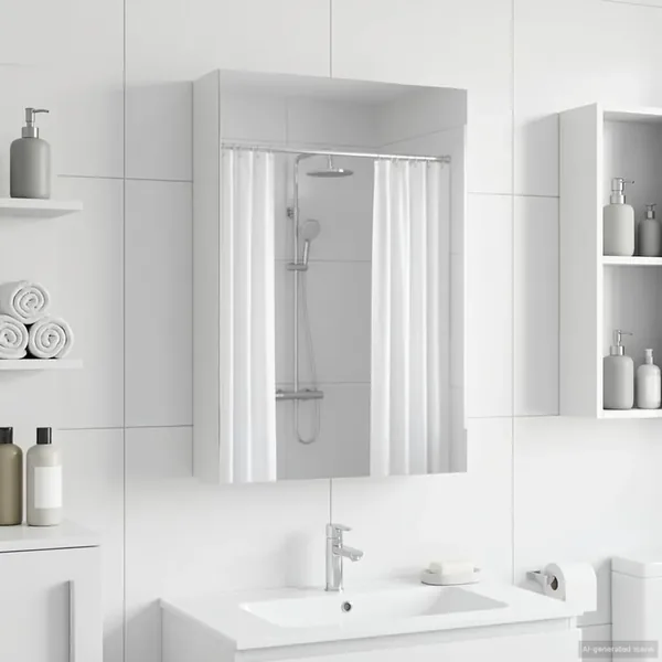 Armoire Miroir de Salle de Bain Blanc 40 x 10,5 x 60,5 cm