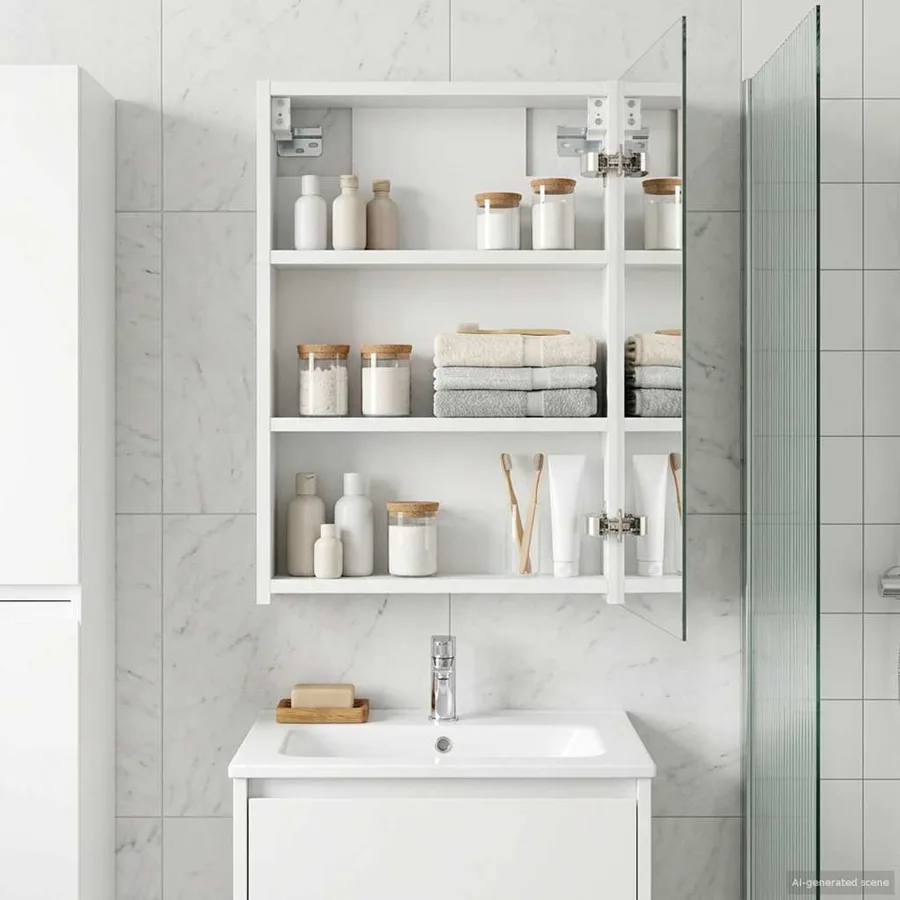 Armoire Miroir de Salle de Bain Blanc 40 x 10,5 x 60,5 cm - 4
